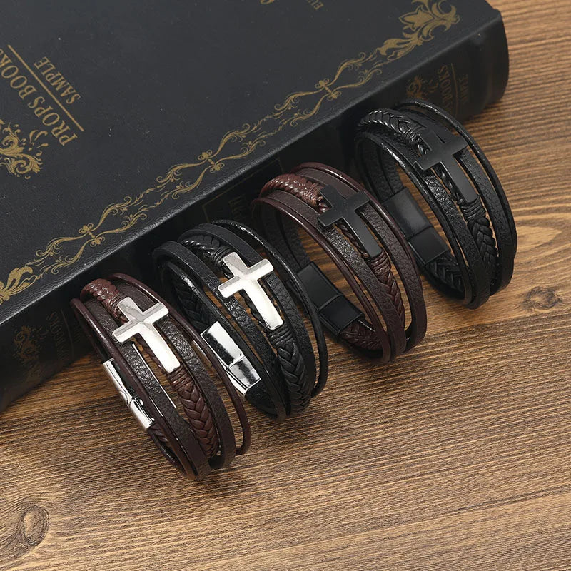 New Punk Leather Woven Bracelet